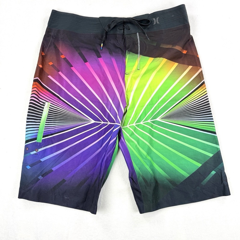 Mens Hurley Phantom with Nike Flywire Board Shorts Laser Cut Rainbow Sz 31 Surf